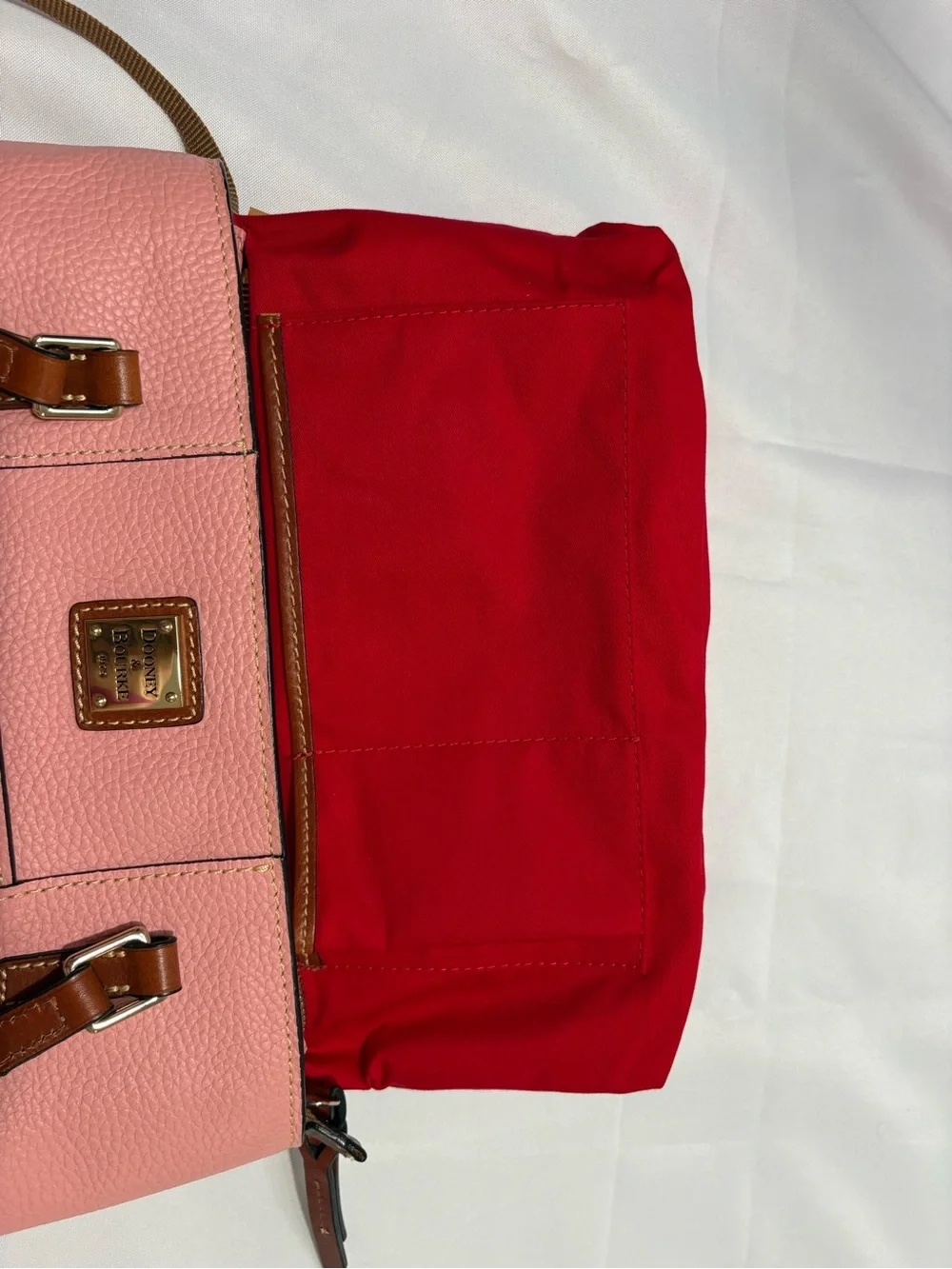 Dooney & Bourke Pink Pebbled Tote with Brown Handles